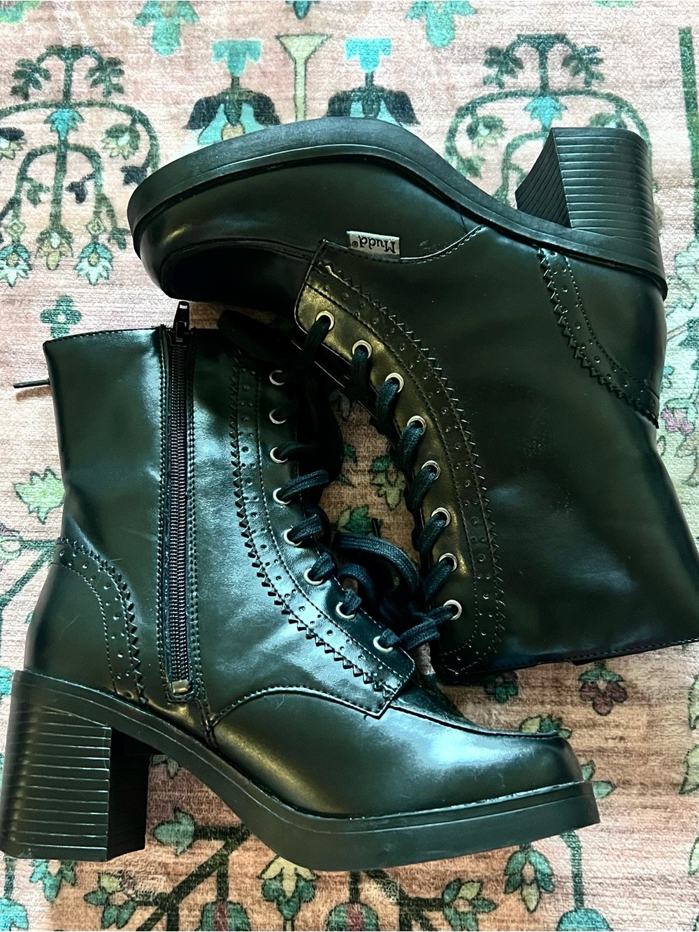 MUDD Tribute Black Boots Chunky Block Heel